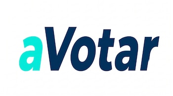 Texto gráfico con la palabra 'aVotar'; la letra 'a' es de color azul claro y las letras 'Votar' son de color azul oscuro, sobre un fondo blanco liso.