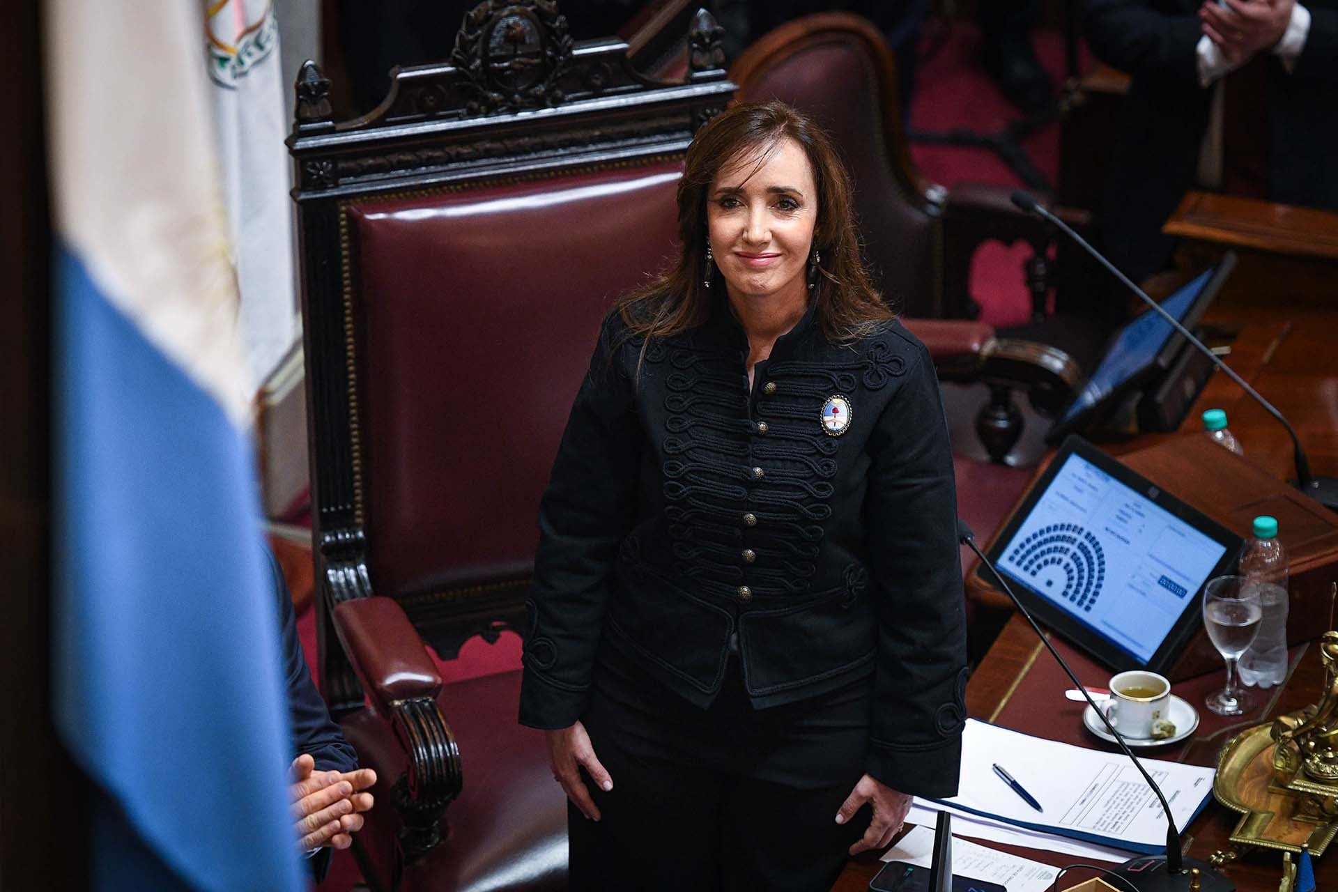 La vicepresidenta y titular de la Cámara alta, Victoria Villarruel, comandó el encuentro de este jueves (Prensa Senado)
