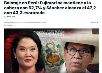 France 24: Perú decide su futuro en unas elecciones presidenciales marcadas por la polarización. (Foto captura: France24)