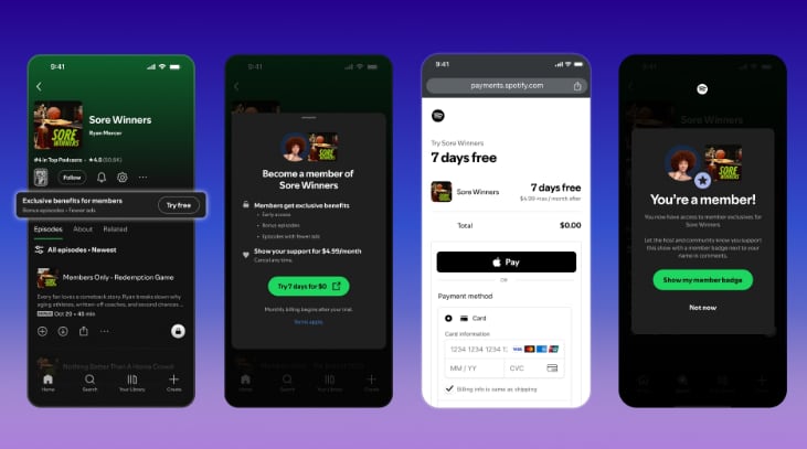 Los que quieran suscribirse a un podcast de Spotify pueden hacerlo desde su cuenta gratis o Premium. (Spotify)