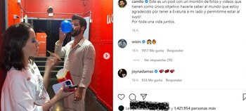 Post en Instagram de Camilo.