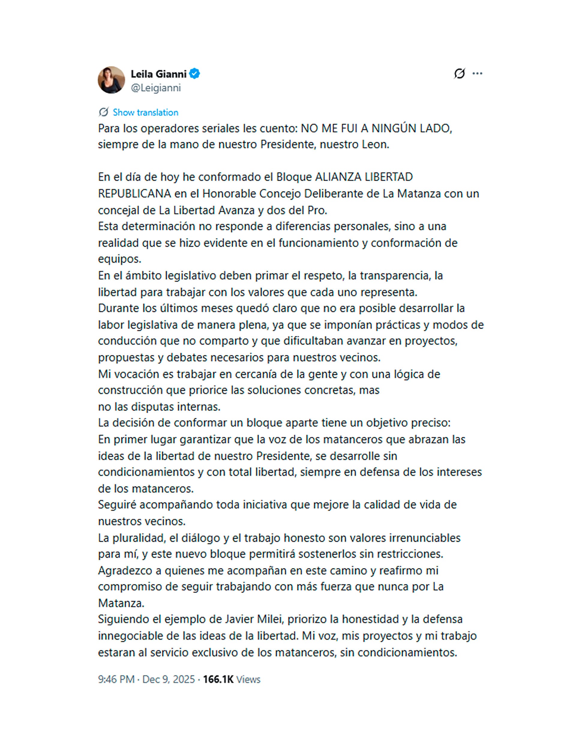 El descargo de la concejala