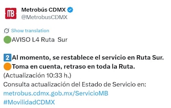 Avance en tiempo real de las diversas líneas de la red de transporte público capitalino.