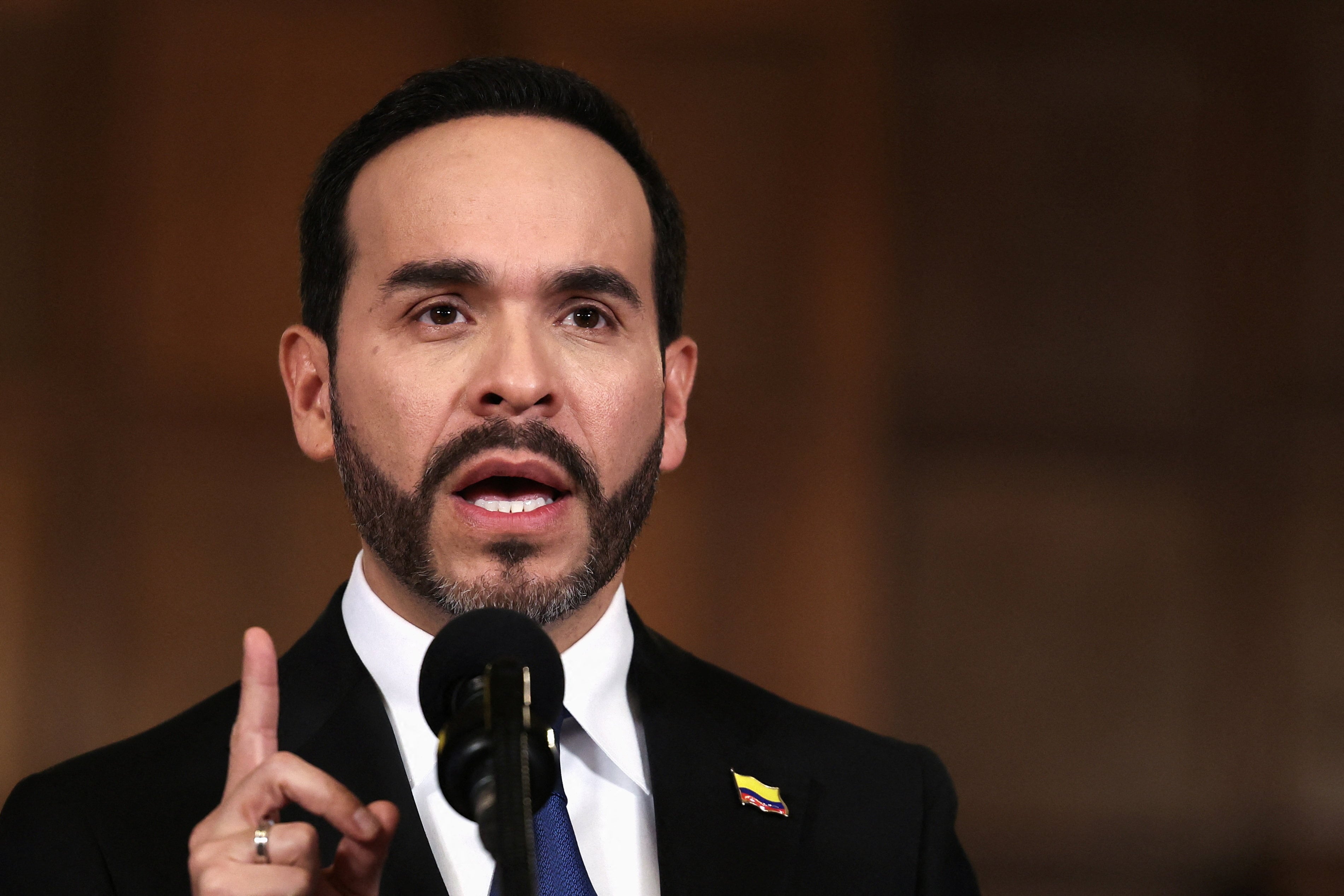 Colombia's President Abelardo de la Espriella speaks during a press conference at San Carlos Palace in Bogota, Colombia, August 25, 2026. REUTERS/Luisa Gonzalez