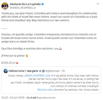 Abelardo de la Espriella prometió una relación sin precedentes entre Colombia e Israel tras diálogo con ministro de Israel - crédito @ABDELAESPRIELLA/X