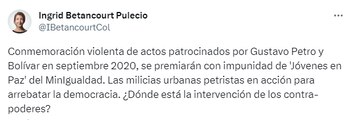 Ingrid Betancourt arremetió contra Gustavo