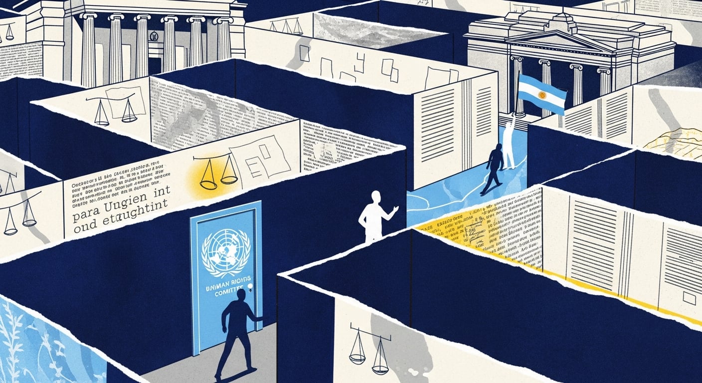Una ilustración muestra el laberinto de la justicia, aunque no se vea, es una parte esencial de la infraestructura: sin ella, los contratos no valen, o valen menos, el crédito es más caro, las hipotecas desaparecen y las inversiones se frenan (Imagen Ilustrativa Infobae)