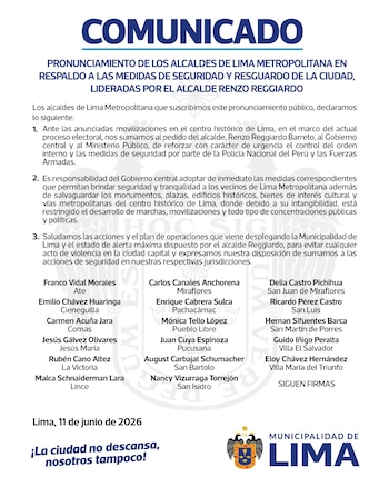 Comunicado de la MML.