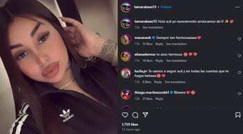 El primer posteo de Tamara