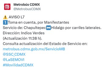 Estado en tiempo real de las diversas líneas de la red de transporte público de la capital.