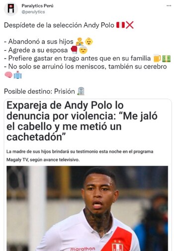 Usuarios estallan contra Andy Polo.