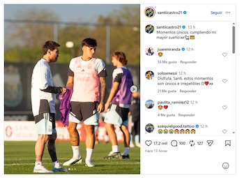 Capturas de posteos de compañeros de Selección a Messi