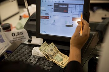 Vista de una caja registradora