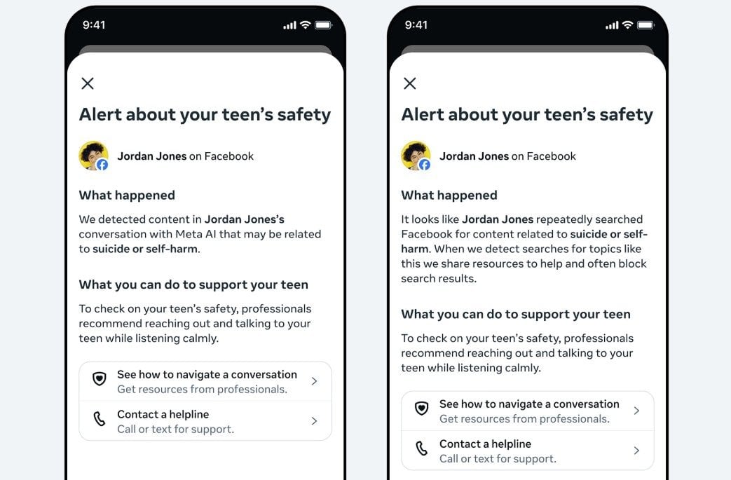 Meta extiende a Facebook las notificaciones para padres sobre menores que buscan contenido de autolesiones y suicidio