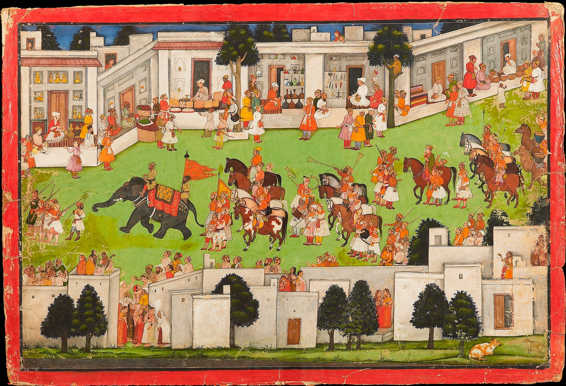 “Procesión nupcial en un bazar”, de una serie del Ramayana o del Bhagavata Purana, circa 1640-1650. (Colección Howard Hodgkin/Museo Metropolitano de Arte)