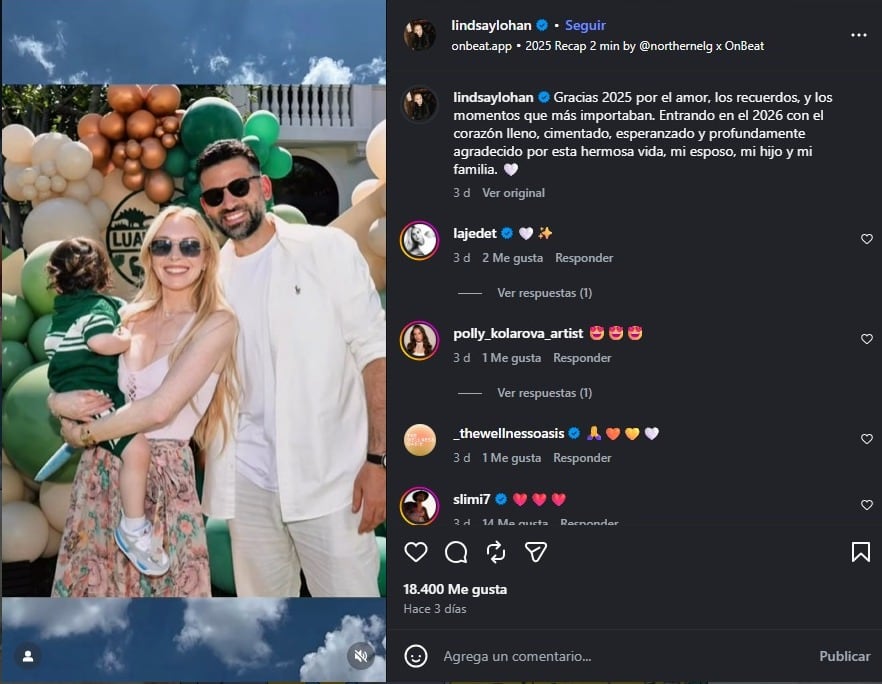 Lindsay Lohan mostró algunas fotos de su vida familiar. (Instagram)