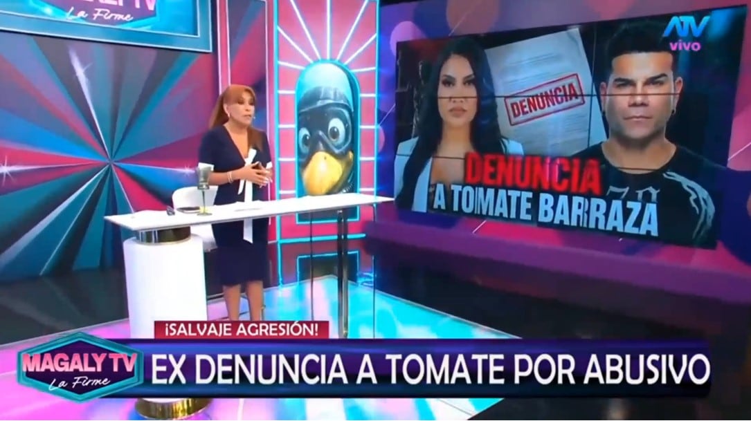 Expareja de Tomate Barraza acude a la Fiscalía y lo acusa de presunta violencia: “Me estaba ahorcando”. Captura: Magaly TV La Firme.