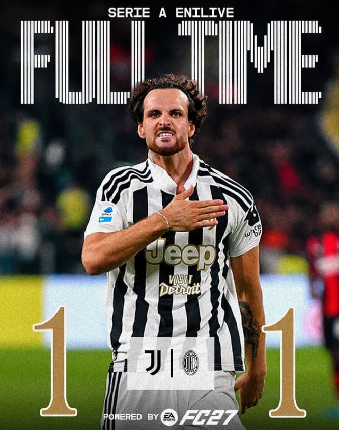 Zeki Celik le dio el empate agónico a Juventus 1-1 ante Milán - crédito @juventus/Instagram