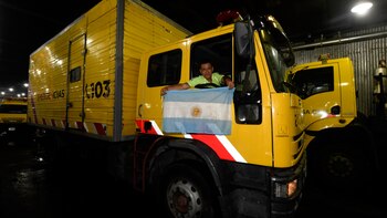 Uno de los tres camiones