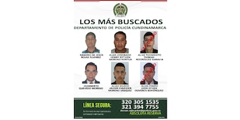 El cartel de los más buscados incluye a personas señaladas por homicidio y delitos relacionados con el narcotráfico en el departamento. - crédito Gobernación de Cundinamarca