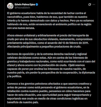 Edwin Palma indicó que el