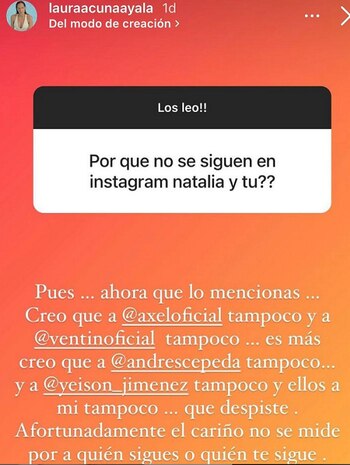 Historias de Instagram de Laura Acuña. Foto: @lauraacunaayala