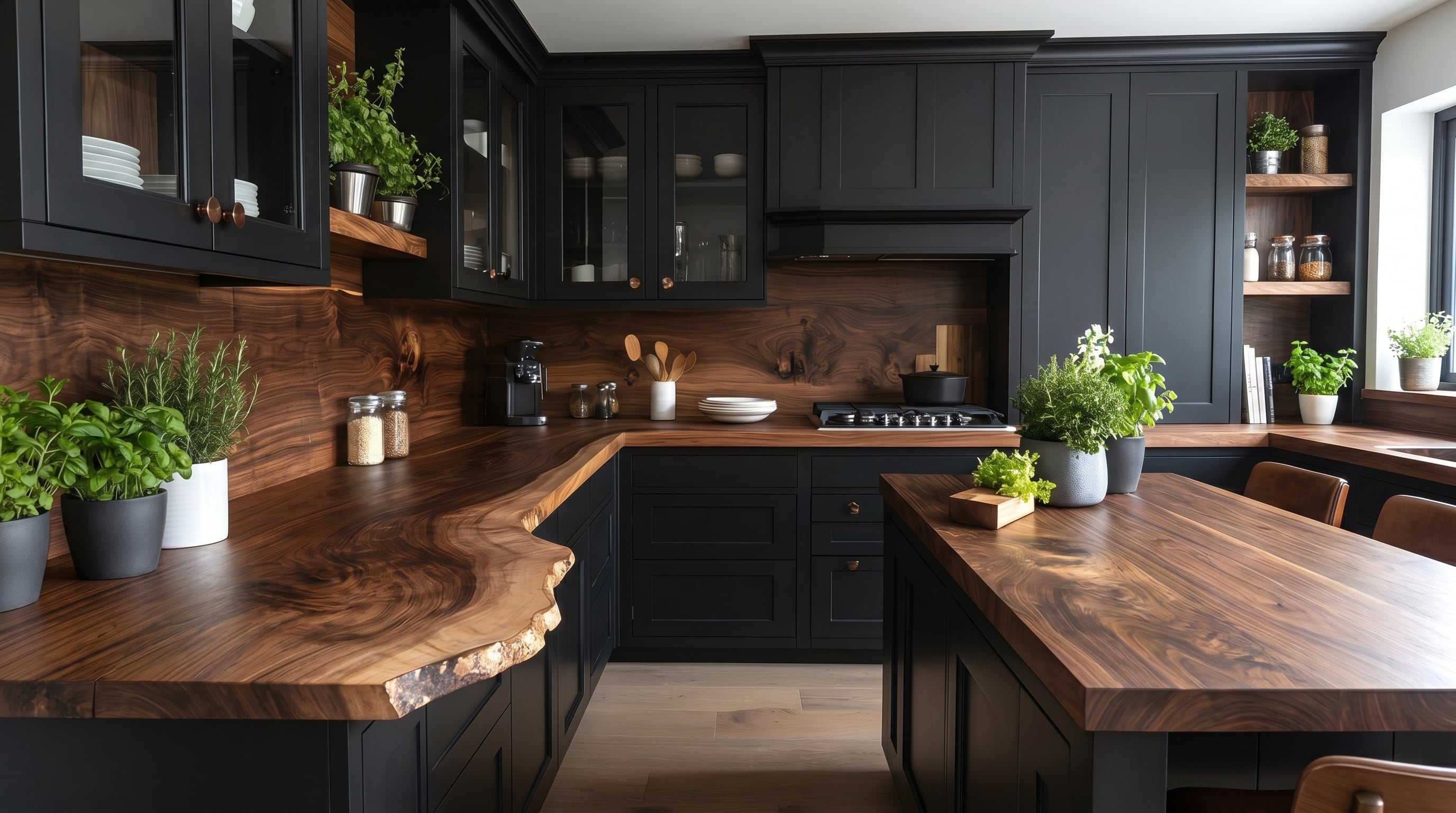 La combinación de negro con materiales naturales genera ambientes modernos y acogedores. (Imagen Ilustrativa Infobae)