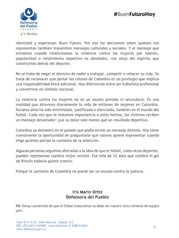 La Federación Colombiana de Fútbol enfrenta presión social para reafirmar los valores éticos y no relativizar la violencia contra las mujeres en sus selecciones - crédito @MarnIris/X