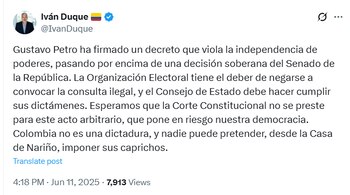 Iván Duque rechazó el decreto