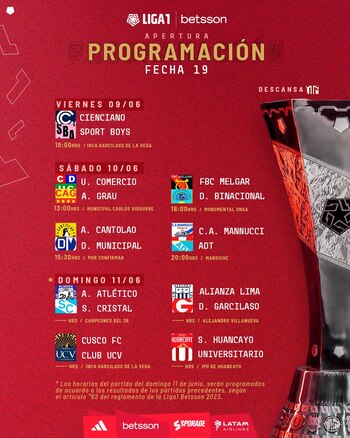 Conoce la programación de la fecha 19 del Torneo Apertura 2023. (Foto: Liga 1)