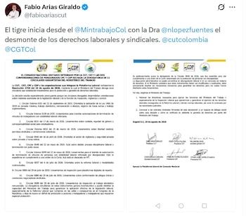 Fabio Arias, presidente de la CUT, dijo que empezó el desmonte de los derechos laborales en Colombia - crédito