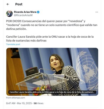 Ricardo Arias lanzó fuertes críticas