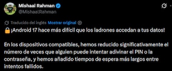 Mishaal Rahman explica que el número de intentos para desbloquear un celular con Android 17 se ha reducido.