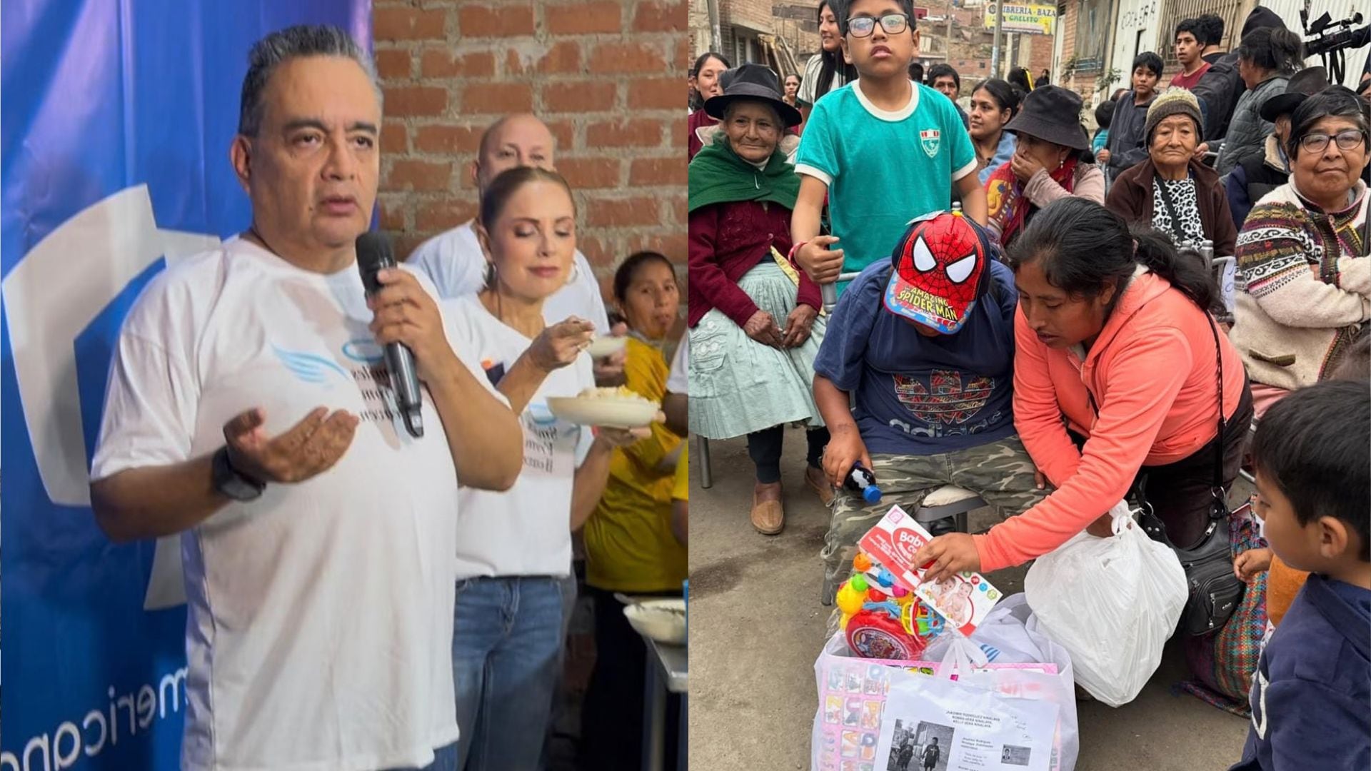 Jorge Benavides, Karina Rivera y figuras de Panamericana TV participaron en jornada solidaria en olla común de Jicamarca