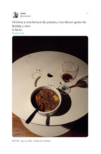 Tuit del poeta porteño Jonás