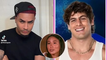 Collage de tres personas: Youna con gorra negra y pelo rojo, Renato Rossini Jr. sonriendo, y Samahara Lobatón en un círculo central