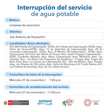 Corte de agua en distintos