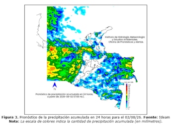 Este es el pronóstico del tiempo para el domingo, 2 de agosto de 2026 - crédito Ideam