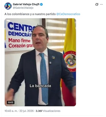 Vallejo se refirió a la polémica con un video que compartió vía X la mañana del miércoles 22 de julio de 2026 - crédito @GabrielJVallejo/X