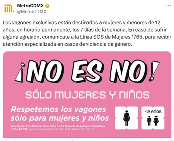 Vagones exclusivos del Metro