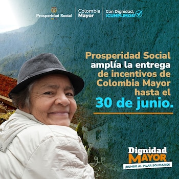 Prosperidad Social informó que cerca de 3 millones de personas mayores beneficiarias pueden cobrar el incentivo económico del programa Colombia Mayor - crédito Prosperidad Social