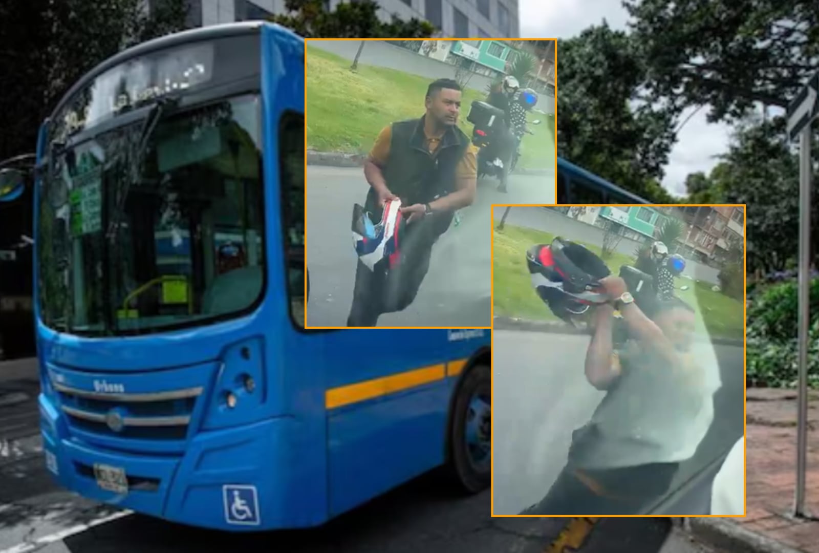 El sujeto rompió el vidrio del Sitp y escapó - crédito Alcaldía de Bogotá y @papoaminCD/X