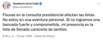 Mensaje de Humberto de la