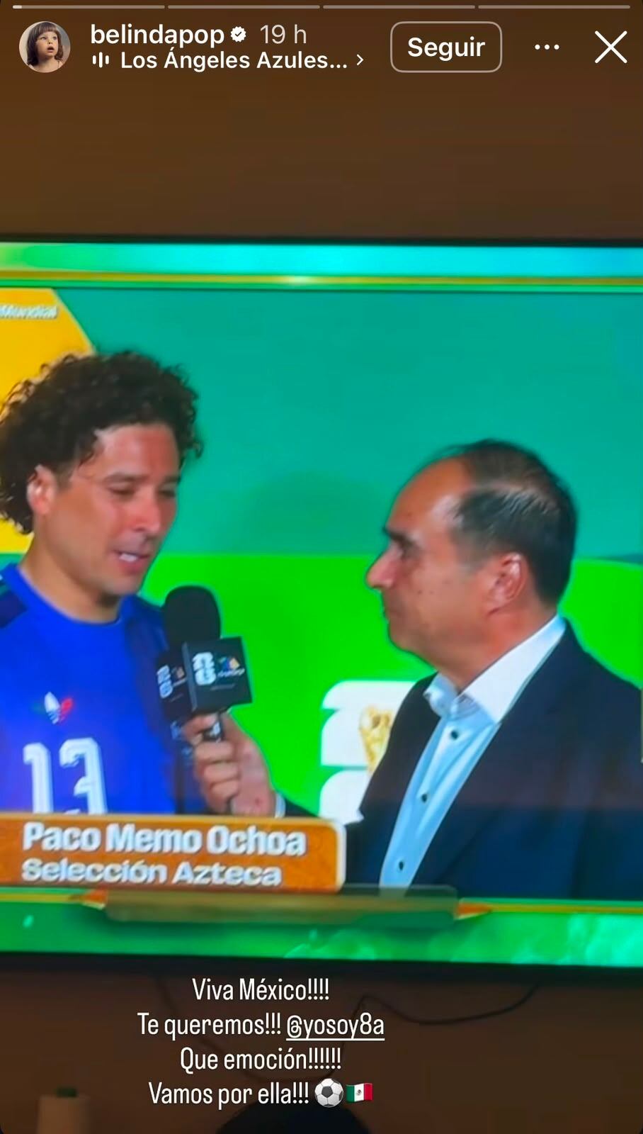 Así reaccionó Belinda a la aparición de Memo Ochoa tras el triunfo (Ig/belindapop)