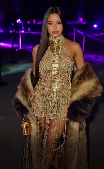 En las alfombras rojas, la cantante viste trajes largos con transparencias, corsets y aberturas (tiktok bogdan.cernat)