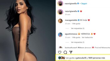 Rodrigo Cuba le daba likes a fotos de Gianella Rázuri. Instagram