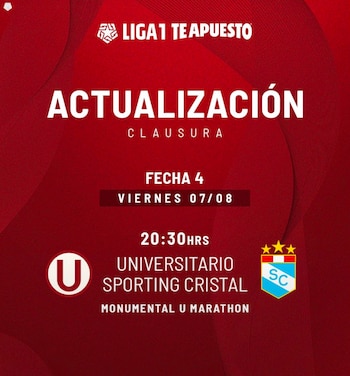 Universitario vs Sporting Cristal sufrió un cambio de horario.