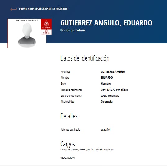 La Interpol emitió una circular roja en contra de Eduardo Gutiérrez Angulo - crédito Interpol/Sitio web