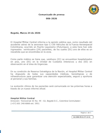 Hospital Militar - crédito @HOMILCOL/X