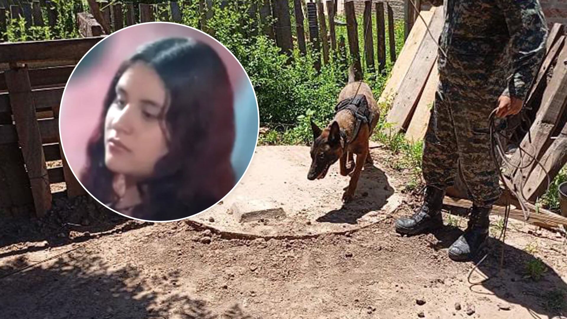 Un can de la División Búsqueda de Personas de la Policía de Chaco siguió un rastro hasta un pozo cloacal, dentro del cual se encontraba el cuerpo de Gabriela Barrios.